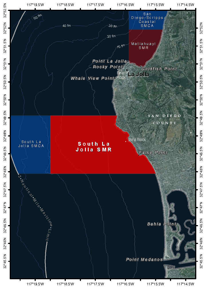 Map of South La Jolla State Marine Reserve - click to enlarge in new tab